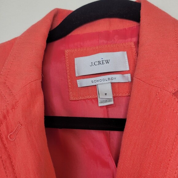 J Crew Schoolboy Structured Blazer Womens Size 2 Coral fully Lined Spring Preppy - Picture 6 of 16